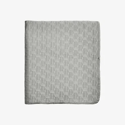 The Rug Seller T Quilted Throw by Designer Ted Baker in Silver Grey