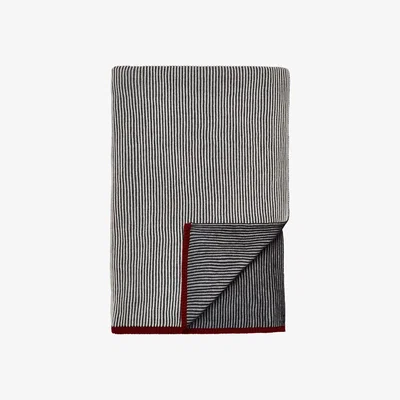 The Rug Seller Senko Striped Cotton Ribbed Knitted Throw in Charcoal