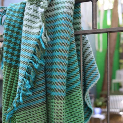 The Rug Seller Arklet Emerald Wool Throw in Emerald Green By Designers Guild