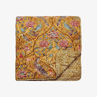 The Rug Seller Seasons By May Quilted Throw in Saffron Yellow By Morris & Co