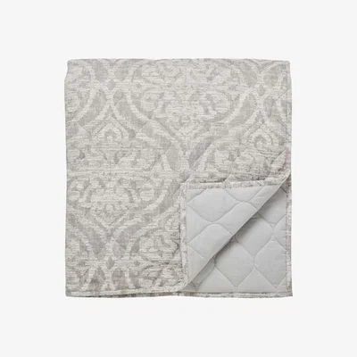 The Rug Seller Sezan Damask Quilted Throw in Silver Grey