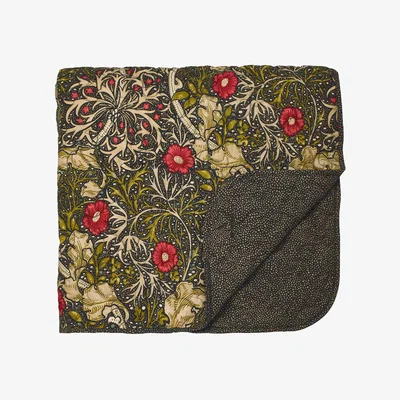 The Rug Seller Morris Seaweed Quilted Throw By Morris & Co in Black