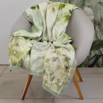 The Rug Seller Maple Tree Celadon Linen Throw By Designers Guild