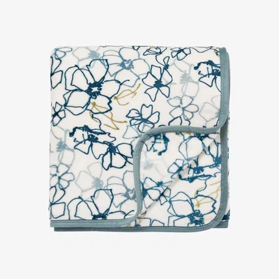The Rug Seller Neroli Fleece Floral Throw By Helena Springfield in Aloe Blue