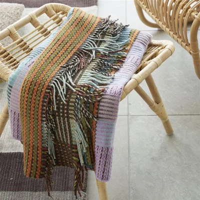 The Rug Seller Tasara Heather Woven Throw in Green by Designers Guild