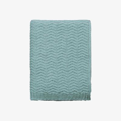 The Rug Seller Restore Knitted Chevron Throw By Katie Piper in Aqua Green