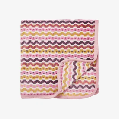 The Rug Seller Bouvardia Fleece Zig Zag Throw By Helena Springfield in Honey Pink
