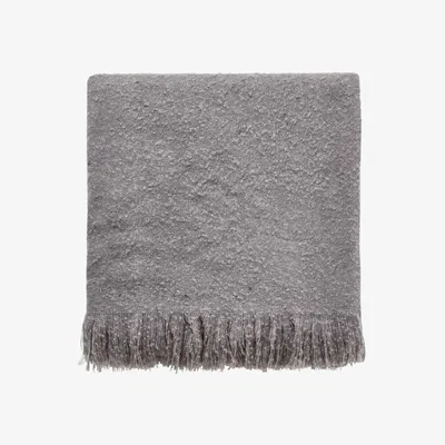 The Rug Seller Saffi Fringed Hem Woven Throw in Silver Grey