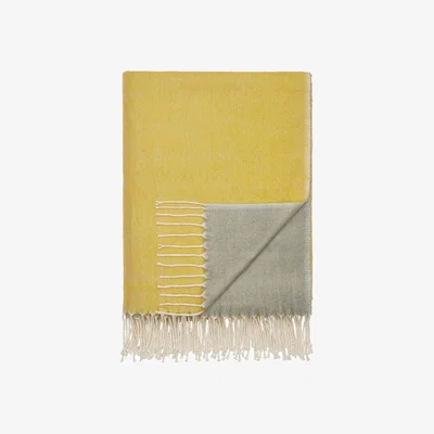The Rug Seller String of Beads Wool Throw by Clarissa Hulse in Turmeric Yellow