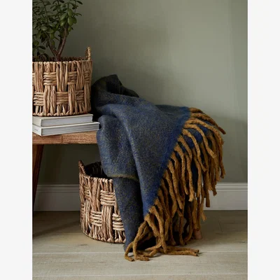 Rose & Grey Luxury Blue & Yellow Throw