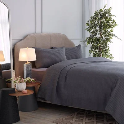 Sazy Nova Bedspread Set, Anthracite Grey