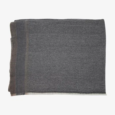 Tobias Oliver de Le Cuona | Cashmere Throw With Border Natural/Grey