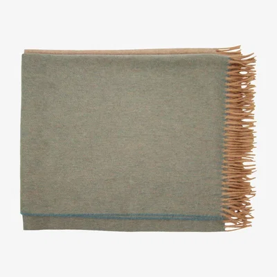 Tobias Oliver de Le Cuona | Cashmere Throw Green & Camel