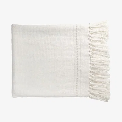 Tobias Oliver de Le Cuona | Hoxton Throw With Fringe & Leather Detail Sesame