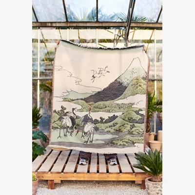 Urban Outfitters Hokusai Landscape Throw - Blue ALL at Urban Outfitters