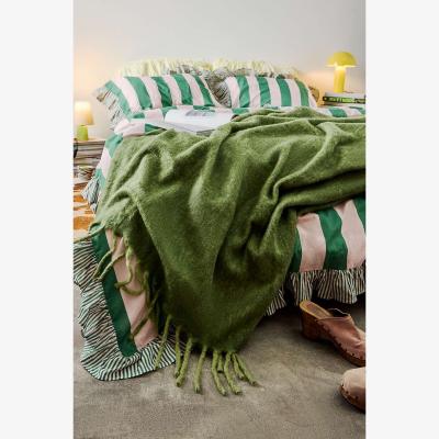 Urban Outfitters Green Two Tone Cosy Throw - Green ALL at Urban Outfitters