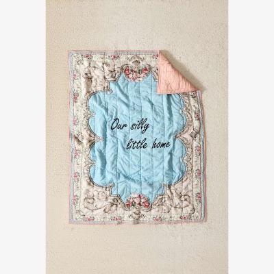 Urban Outfitters Our Silly Little Home Quilted Throw - Blue 152cm x 127cm at Urban Outfitters