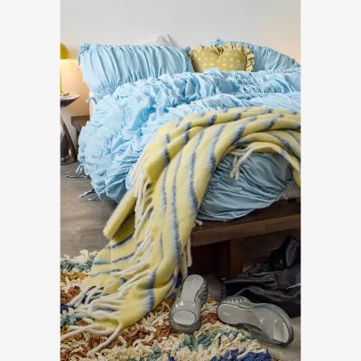 Urban Outfitters Yellow Striped Cosy Throw - Yellow ALL at Urban Outfitters
