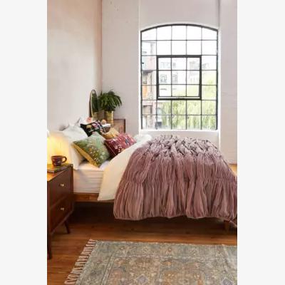 Urban Outfitters Urban Outfitters Pink Velvet Ruched Quilt - Pink 223cm x 223cm