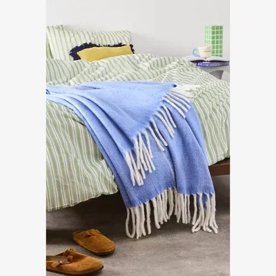 Urban Outfitters Mid Blue Cosy Throw - Blue 150cm x 125cm at Urban Outfitters
