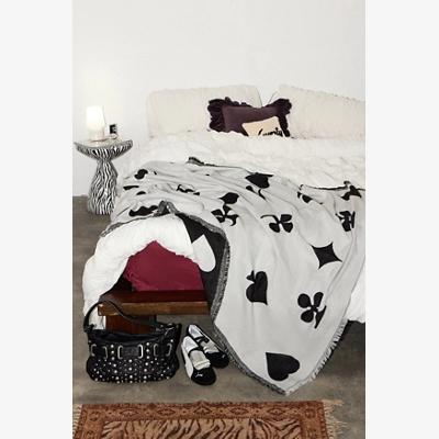 Urban Outfitters Deck Of Cards Throw - Black/White 125cm x 150cm at Urban Outfitters