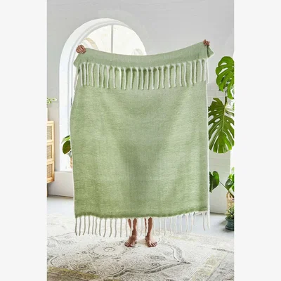 Urban Outfitters Sage Cosy Throw - Mint ALL at Urban Outfitters