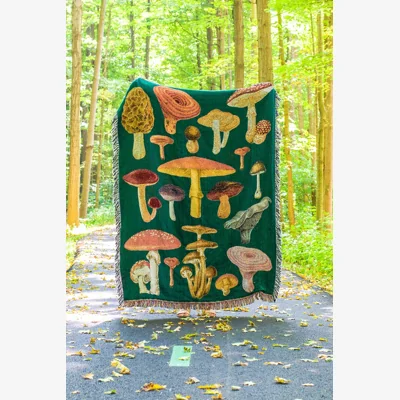 Urban Outfitters Valley Cruise Mushroom Art Throw - Green ALL at Urban Outfitters