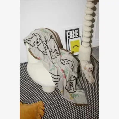 Urban Outfitters Sleepy Cat Throw - White ALL at Urban Outfitters