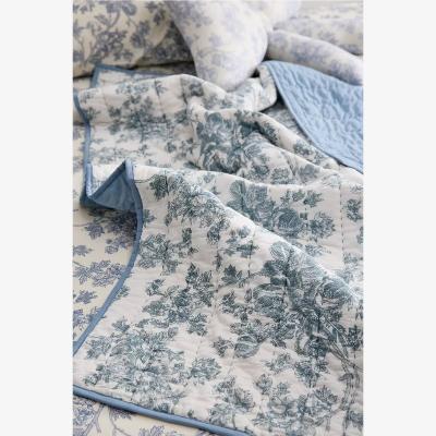 Urban Outfitters Blue Toile Quilted Throw - Blue 127cm x 152cm at Urban Outfitters