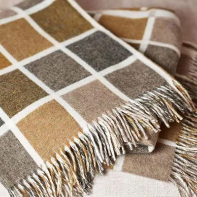 Woods Furniture Multiblock Mustard Reversible Wool Throw