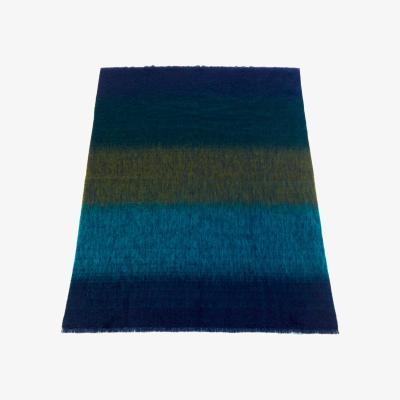 Wolf & Badger Blue Large Mohair Shaded Throw In Midnight Eliská