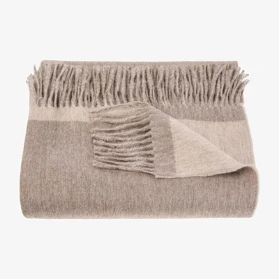 Wolf & Badger Brown Eco Pure Reversible Throw In Taupe Tuwi