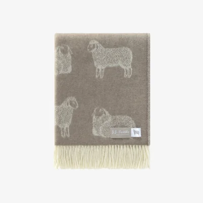 Wolf & Badger Brown / Neutrals / White Sheep Pure Merino Wool Throw | J.j.textile