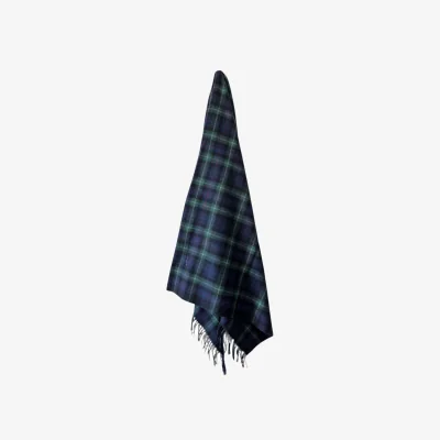 Wolf & Badger Green Mackenzie - 100% Recycled Wool Tartan Blanket | One Size | Loom & Cove