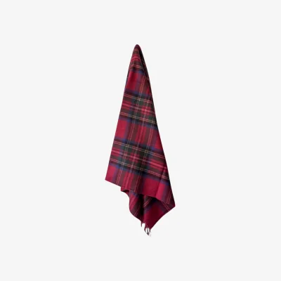 Wolf & Badger Red Royal Stewart - 100% Recycled Wool Tartan Blanket | One Size | Loom & Cove