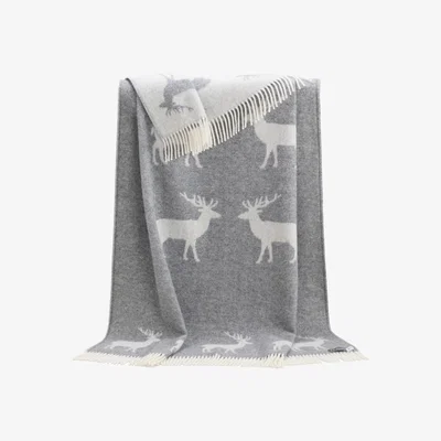 Wolf & Badger Grey / White Grey Deer Wool Throw J. j.textile