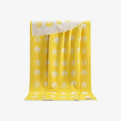 Wolf & Badger Yellow / Orange Yellow Seashells Pure Cotton Throw J. j.textile