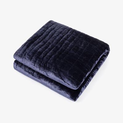 Wolf & Badger Hand Quilt Throw - Midnight Blue One Size The Annam House