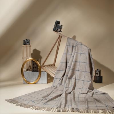 Wolf & Badger Brown The Eternal Edition - 100% Cashmere Blanket - Taupe / Blue | Heating & Plumbing London