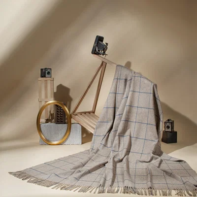 Wolf & Badger Brown The Eternal Edition - 100% Cashmere Blanket - Taupe / Blue | Heating & Plumbing London