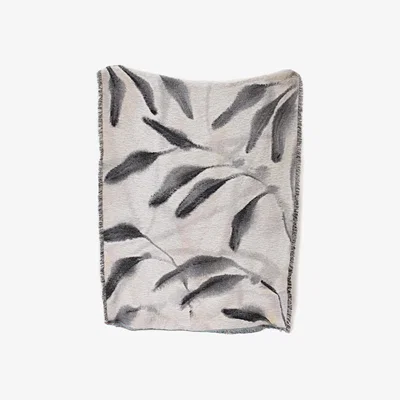 Wolf & Badger Brown / White / Grey Amongst Leaf Beige, Charcoal Grey, Recycled Cotton Woven Throw One Size Rosanna Corfe