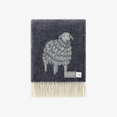Wolf & Badger Black / White Soft Black Mima Sheep Wool Throw J. j.textile