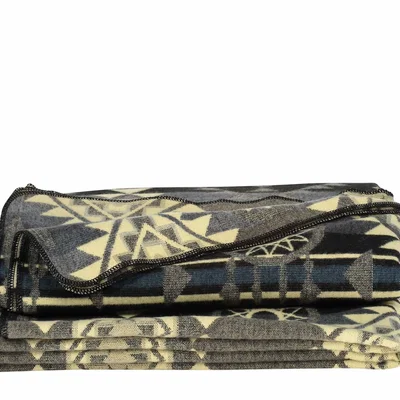 Wolf & Badger Plaid Native Domestic Grey Alpaca Wool Throw | Alpaca Loca
