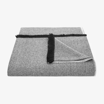 Wolf & Badger Herringbone Throw In Black Tuwi