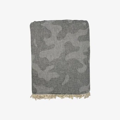 Wolf & Badger Grey / Black Camo Fleece Lined Throw - Charcoal / Grey One Size Ailera