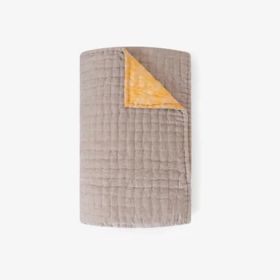 Wolf & Badger Velvet Hand Quilt Throw - Cool Grey X Macaroon The Annam House