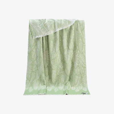 Wolf & Badger Light Green Fern Pure Cotton Throw J. j.textile