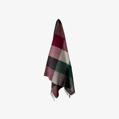 Wolf & Badger Recycled Wool Lifestyle Blanket - Red/Green Check | One Size | Loom & Cove