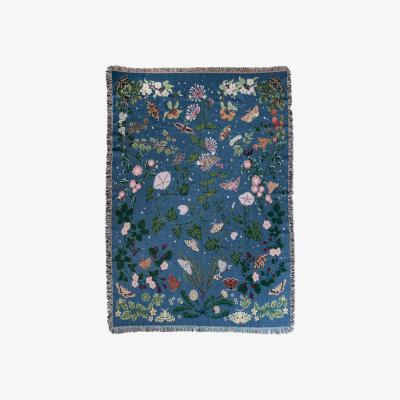 Wolf & Badger Blue Night Garden Woven Cotton Blanket One Size Arcana