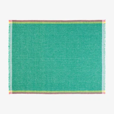 Wolf & Badger Intuition Green 100% Merino Wool Handwoven Throw Zuzunaga